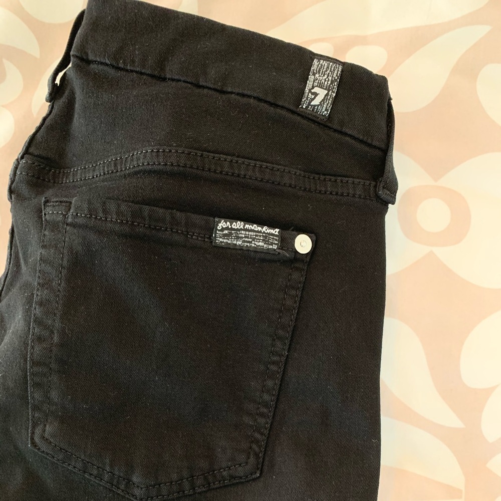 7 for al mankind black skinny jeans with destroy